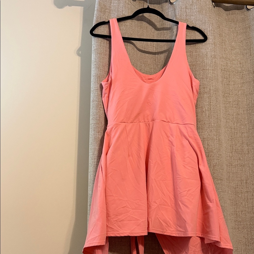 JoyLab Sleeveless Coral Pink Tie-Front Women's Active Dress - XXL - Picture 4 of 5